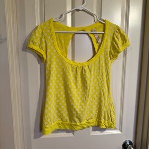 Zara Yellow Polka Dot Women's Top with Keyhole Cutout
